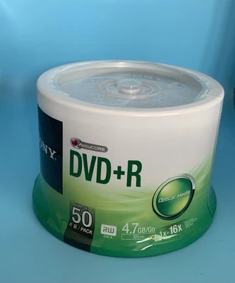 Sony DVD+R NUEVO SELLADO Paquete de 50 husillos medios en blanco 4,7 GB -120 min 16x Accucore Foto 1 de 2