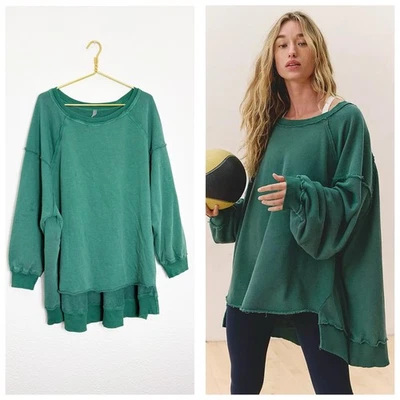 Free People Movement One To Beat Pullover Size XL Emerald Green Sweatshirt - Image 1 of 4