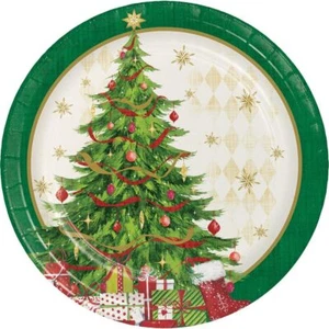 Tasteful Tree Traditional Classic Christmas Holiday Party 7" Dessert Plates - Picture 1 of 1