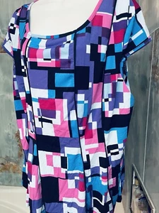 Maria Gabrielle Sz 3X Beautiful Colorful Cap Sleeve Blouse  - Picture 1 of 4