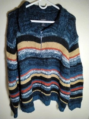 Cárdigan suéter Dockers para mujer talla 2X cierre de cremallera azul tejido multicolor Foto 1 de 3