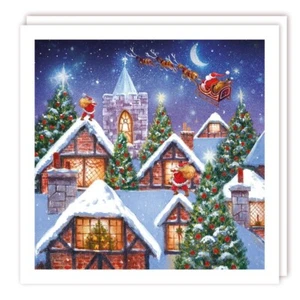 Charity Christmas Cards British Heart Foundation – 5 Rooftop Santa Xmas Cards - Afbeelding 1 van 1