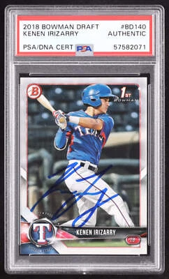 Kenen Irizarry Signed 2018 Bowman Draft #BD140 RC (PSA) Rookie Card - Image 1 of 2