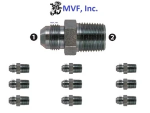 Pipe Adapter 1/4" Male 37° Flare JIC x 1/4" Male NPT Plated 2404-04-04 (10-Pack) - Picture 1 of 5