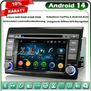 4+64GB Android 14 DVD Autoradio GPS Navi Für Fiat Bravo DAB+CarPlay OBD Wifi IPS - Bild 1 von 24