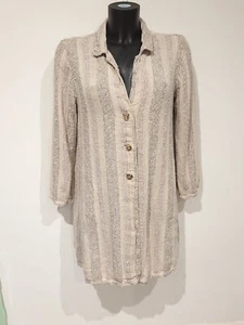 La Bottega di Brunella Linen Made in Italy Uk 10-12 Longline Cardigan Jacket - Picture 1 of 5