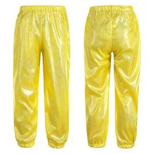 Kids Girls Dance Pants Sweatpant Trousers Radfahren Bottoms Metallic Unisex Gym - Picture 1 of 55