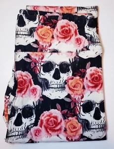 LuLaRoe OS Leggings Skulls Roses Flowers Halloween One Size (Size 2-10) NWT - Picture 1 of 8