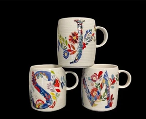 Anthropologie Monogram J - S Mug Starla M Halfmann Floral Petal Palette Choose - Picture 1 of 19