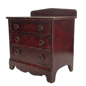 Antique Miniature Dresser Chest Paint Decorated Folk Art 1830s Primitive - Picture 1 of 17