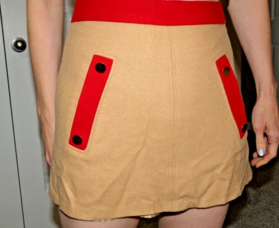 Micro Mini Skirt Brown Wool Vintage School Work Career Bombshell UK 8 = US 4 - Image 1 of 4