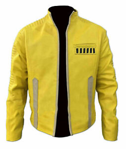 Star Wars Luke Skywalker Biker Motorcycle Yellow Genuine Jacket For Men