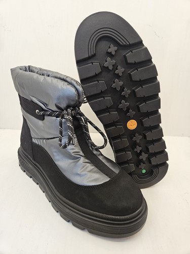 NUOVI stivali invernali da donna 8 Timberland Ray City impermeabili neri e grigi TB0A5NM3