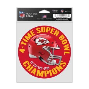 NFL Kansas City Chiefs 4 Time Super Bowl Champions Multi Use Decal (3.7" x 5")