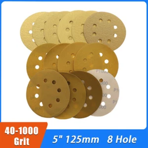 5" 125mm 8 Hole Yellow Dry Sandpaper Self Adhesive Sanding Disc 40-1000 Grit - Picture 1 of 27