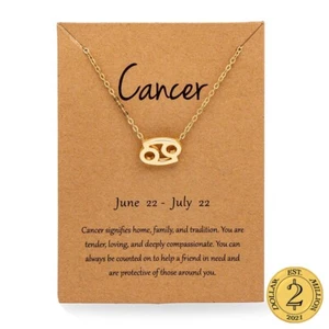 D2M 18K Gold Plated Zodiac Libra Necklace, Unisex - Picture 1 of 8