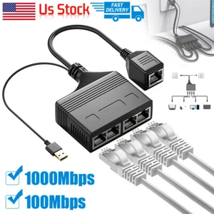 RJ45 interface One-to-four-wire adapte 1000Mbps Cat8 Cat7 Cat6 Cat5 Cat5e 5V 1A. - Picture 1 of 16