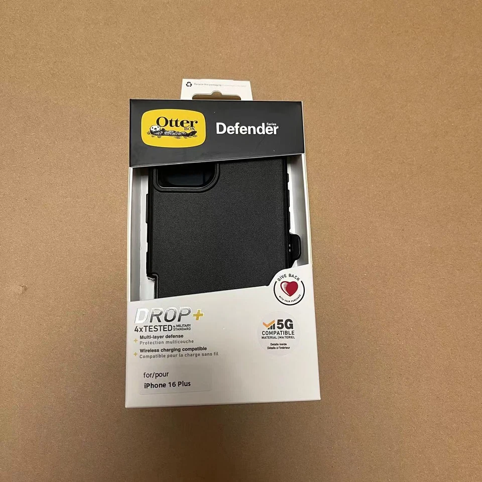 OtterBox Apple iPhone 16 Plus Defender Series Case BLACK includes holster clip