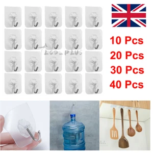 Self Adhesive Strong Sticky Hooks Heavy Duty Wall Seamless Transparent Hook - Picture 1 of 16