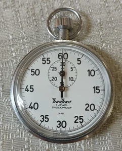 Antique Hanhart 1 Jewel Shockproof 1/5 Sec 381/5 079 Pocket Stopwatch 1940's - Picture 1 of 9