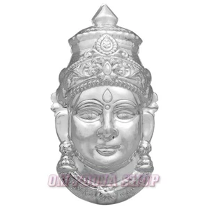 Mahalakshmi Mukhavada (Face) in German Silver - 7 inch Mask for Worship of Laxmi - Picture 1 of 5