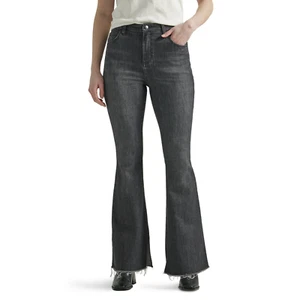 Womens Black Lee Heritage High Rise Flare Jean with Raw Hem size 8S - Picture 1 of 6