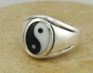 MEN'S .925 STERLING SILVER YIN YANG RING size 12 style# r1971 - Picture 1 of 1