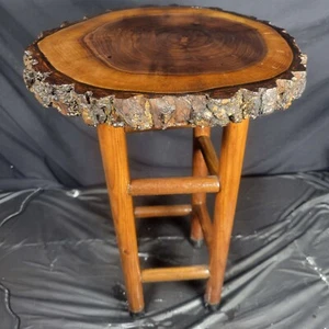 Rustic Live Edge Black Walnut Stool 13"W x 21"H - Picture 1 of 3