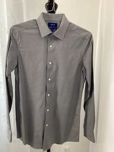 Apt. 9 Premier Flex Slim Fit Black Patterned Men's Dress Shirt 15.5 (34/35) - Picture 1 of 8