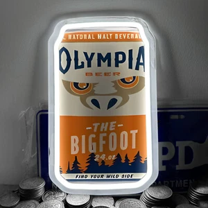 Olympia Bier The Bigfoot Pub Bier Schild Männerhöhle Leuchtreklame Licht Deko 12x7" K1 - Bild 1 von 5