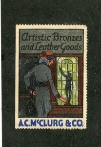 Poster Stamp Label A C McCLURG & CO Artistic Bronzes & Leather Goods Chicago - Imagen 1 de 2