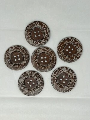"Lote de 6 botones de costura de madera grandes de 2,5"" - manualidades/ropa" Foto 1 de 4