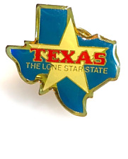 Texas State Outline Lone Star Pin Enamel Epoxy Overlay Red White Blue Gold