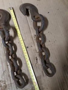 Vintage or Antique Iron Hooks and Short Chain Sections. Old Logging / Farm - Picture 1 of 3