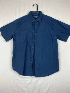 Beverly Hills Polo Club Mens Size L Short Sleeve Button Up Shirt Blue Pattern - Picture 1 of 11