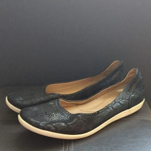 Ballerines confortables Clarks Collection coussin doux noir métallisé peau de serpent - Photo 1/6