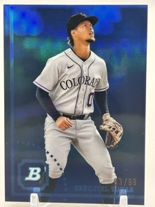 2022 Bowman Heritage Ezequiel Tovar Chrome Prospects rifrattore blu /99 - Foto 1 di 2
