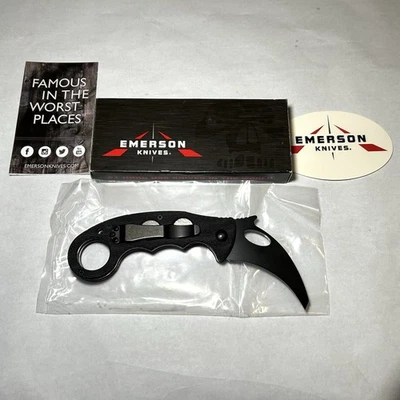 Cuchillo de bloqueo plegable Emerson Combat Karambit hoja negra de carey de 2,6 pulgadas Foto 1 de 4