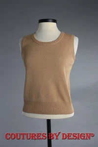 Camiseta sin mangas acanalada St John Knits Santana, Shell Biscuit talla pequeña nueva con etiquetas precio de venta sugerido por el fabricante 450 USD - Imagen 1 de 2