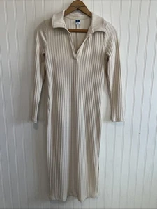 Old Navy dress women’s XS ribbed V-neck slit neutral - Picture 1 of 9
