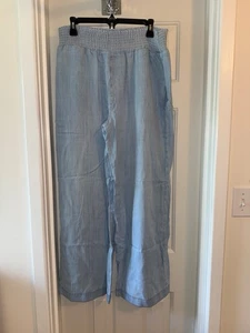 SIDE STITCH Smock Waist Wide Leg Pants RIVIERA WASH sz LARGE - Picture 1 of 3
