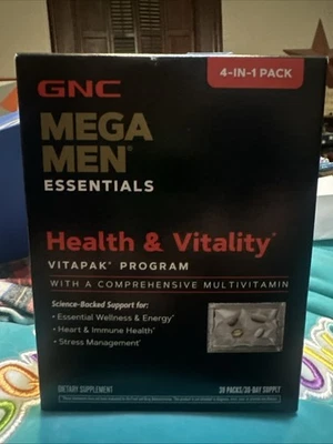 GNC Mega Men Essentials - Health & Vitality Vitamins Vitapack, 30 Packs Exp 7/26 - Image 1 of 4