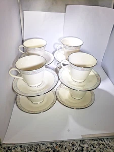 Juego(s) de tazas y platillos Lenox Solitario Marfil con Borde de Platino Hueso China EE. UU. 12 - Imagen 1 de 5