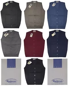 Suéter Hombre Lana Merino Mangas 46 48 50 52 54 56 58 60 Chaleco Abierto Botones - Imagen 1 de 8