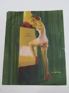 VINTAGE PIN-UP GORGEOUS GLAMOUR GIRL SEXY NO STARES SIGNED ELVGREN PIC - Picture 1 of 1