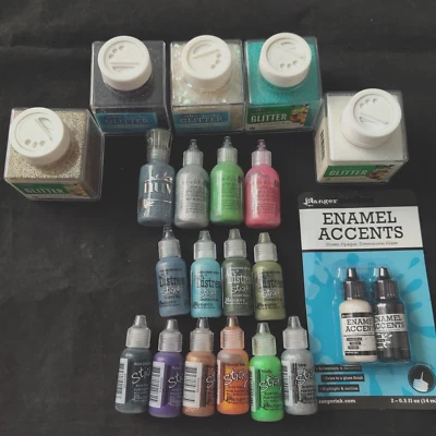 Polvos Brillo Pegamento Brillo Esmalte Demensional Lote de 21 piezas. Foto 1 de 4