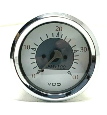 VDO Allentare White / Grey 4000RPM 3 3/8" (85mm) Diesel Tachometer 333-13293 - Image 1 of 2