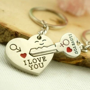 Cute Arrow & I Love You Heart & Couple Key Chain Keyring Keyfob His and Hers - Picture 1 of 4