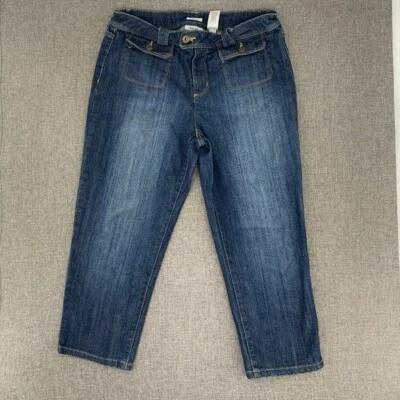 Pantalones de mezclilla recortados elásticos Liz & Co talla 10 tiro medio 99 % algodón 1 % spandex Foto 1 de 4