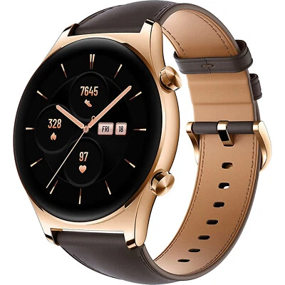 HONOR Watch GS 3 Smartwatch GPS 46Mm Classic Gold Leather Strap Smart Watch - Image 1 of 4